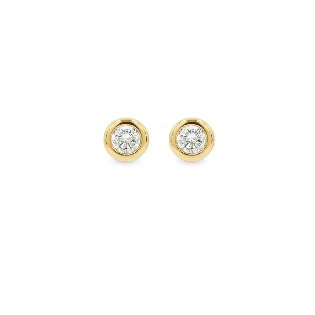 Bezel Set Cubic Stud Earrings