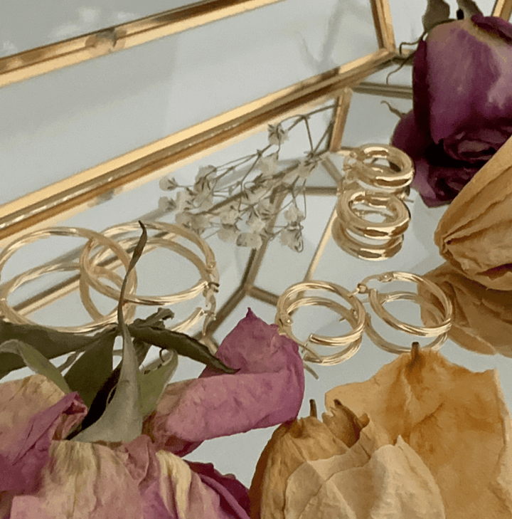 Small Gold Twist Hoop Earrings - okonii