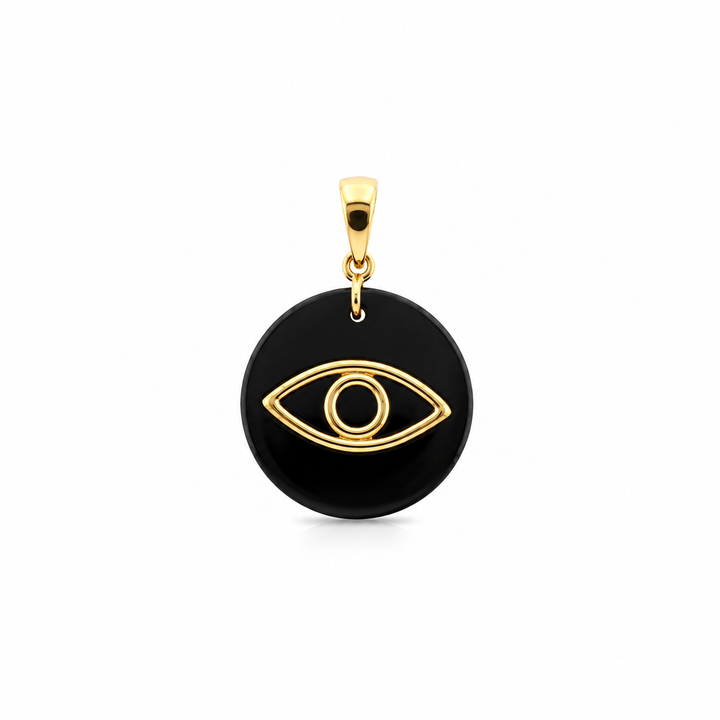 Evil Eye Black Onyx Disc Pendant
