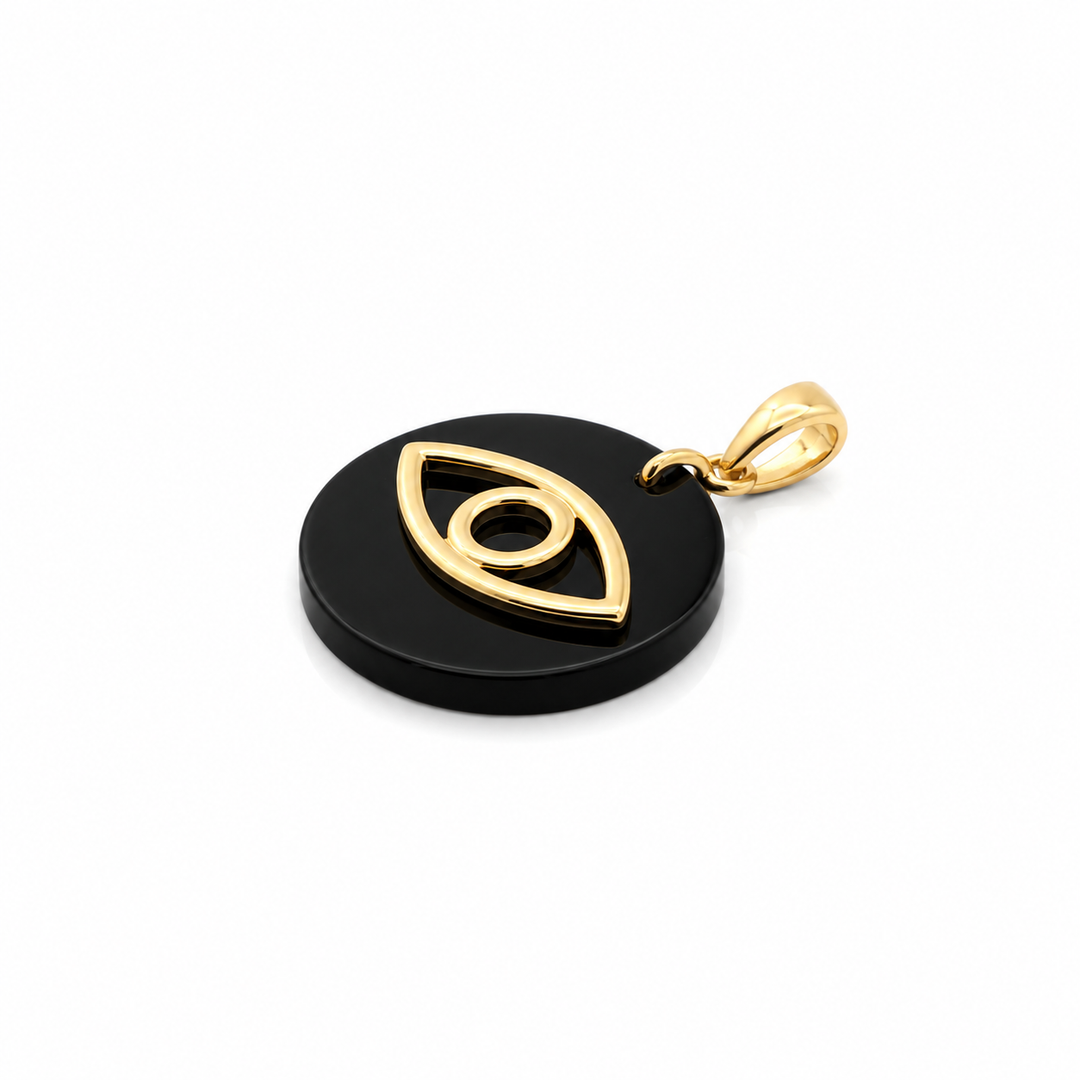 Evil Eye Black Onyx Disc Pendant