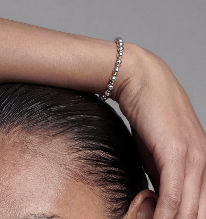 Sterling Silver Stretch Multi Beaded Bracelet