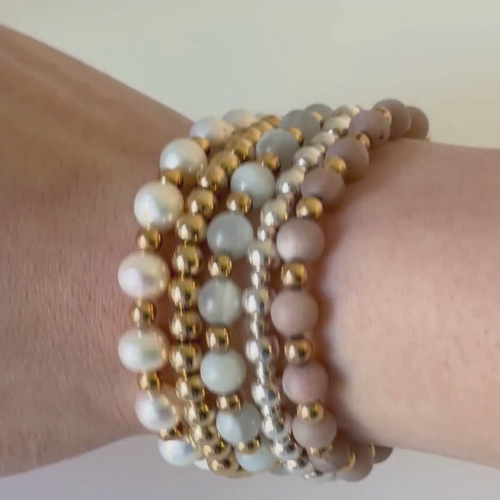 Sterling Silver Stretch Multi Beaded Bracelet