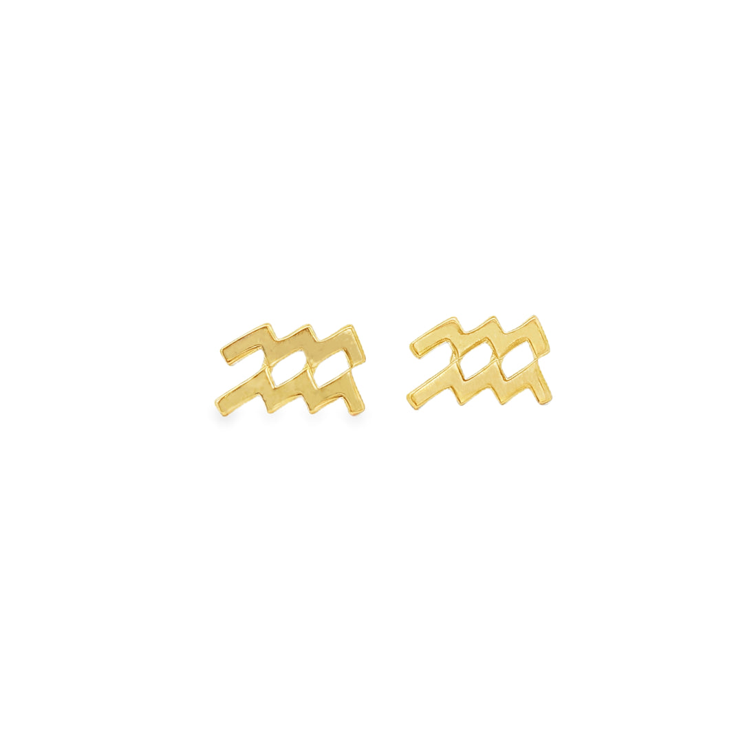 Aquarius Zodiac Stud Earrings